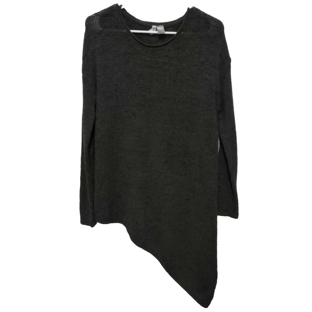 H&M Grey Asymmetrical Open Knit Sweater Size Medium